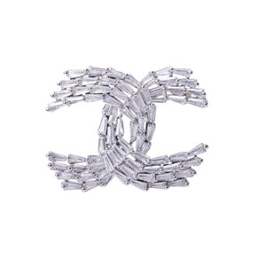 Crystal Suit silver Champagne Brooch Women's Brass High-end Women's Luxury Ins Trendy Big Brand Personalized Pin Buckle Accessories
