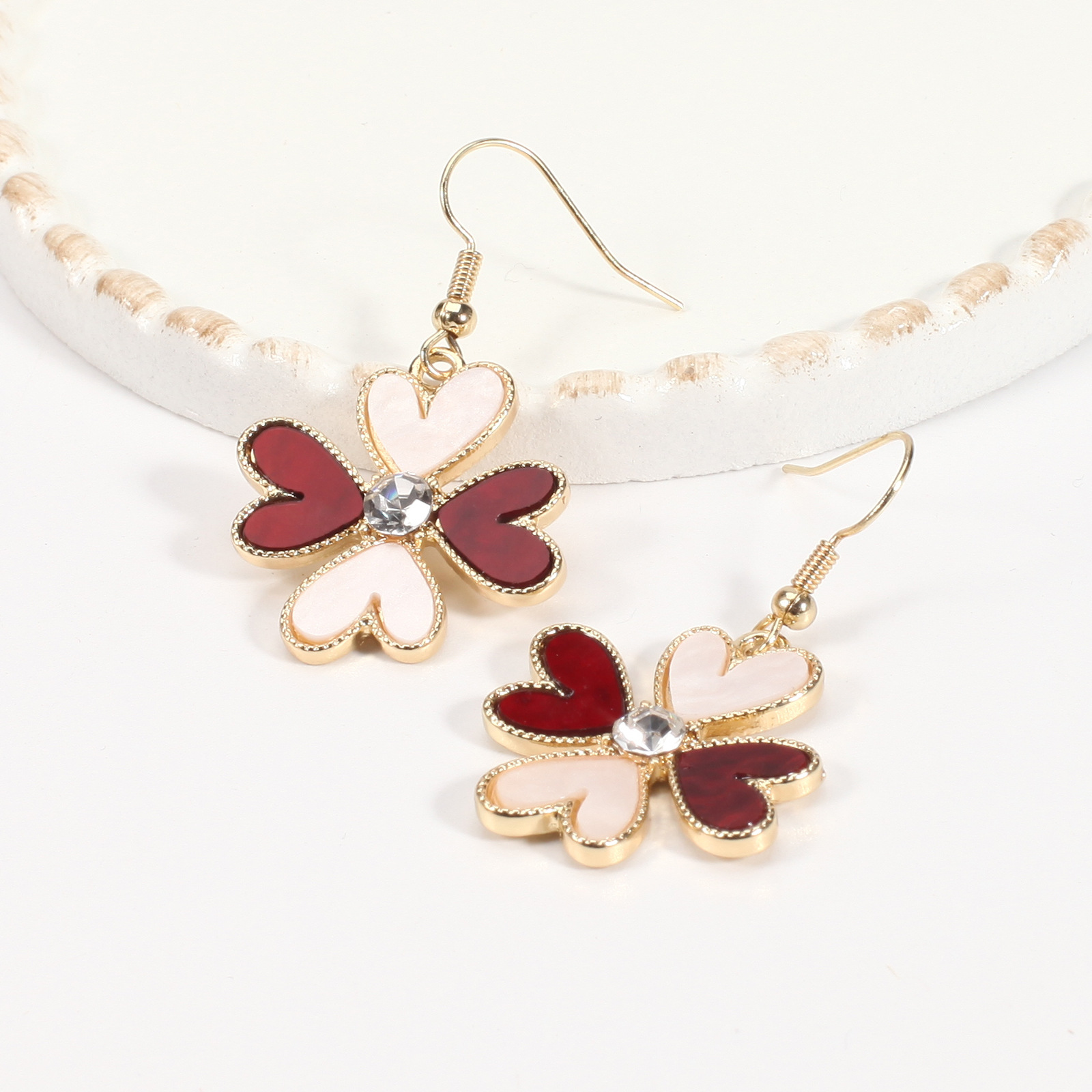 18g Weight Copper Ear Needle Material Rhinestones, Pearl Inlay Material Drop Earrings Classification 1 Pair Quantity Holiday, Daily Occasion Alloy Material Heart Shape Pattern Women's Gender Enamel, Inlay Design IG Style, Sweet Style 1 Pair IG Style Sweet Heart Shape Enamel Inlay Alloy Rhinestones Pearl Drop Earrings 26