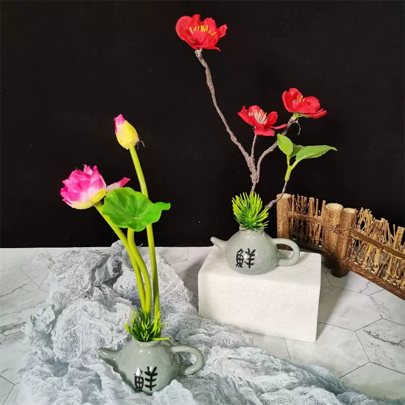 酒店餐厅创意菜围边点缀盘饰花寿司拼盘盘头装饰仿真花小摆件