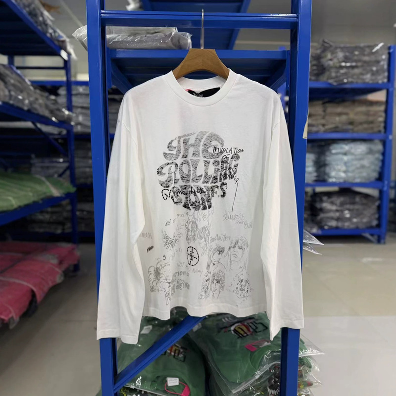 Paly Hollywood 26Ss "Stones Embroidered" Rolling Stones Printed Long-Sleeved T-Shirt Paly Hollywood 26Ss "Stones Embroidered" Rolling Stones Printed Long-Sleeved T-Shirt