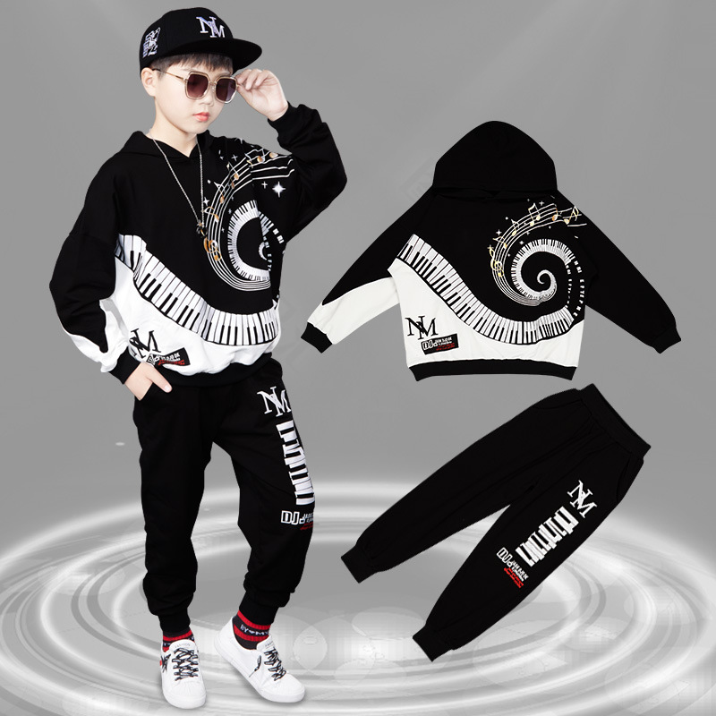 Traje de otoño para niños, Sudadera con capucha de manga larga, edición coreana, pantalones deportivos informales, conjunto de dos piezas a la moda, edición coreana, 2023_voghion.com