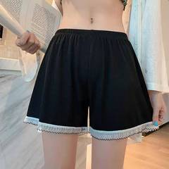 Spring and summer threaded lace contrasting lace women's safety pants loose three-quarter pants can be worn outside anti-exposure shorts