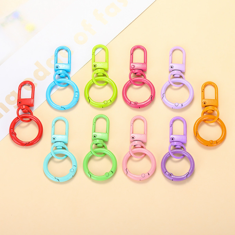 Candy-Colored Door Buckle with Spring Buckle Keychain Pendant DIY Jewelry Accessories Connecting Open Ring Spring Ring Material