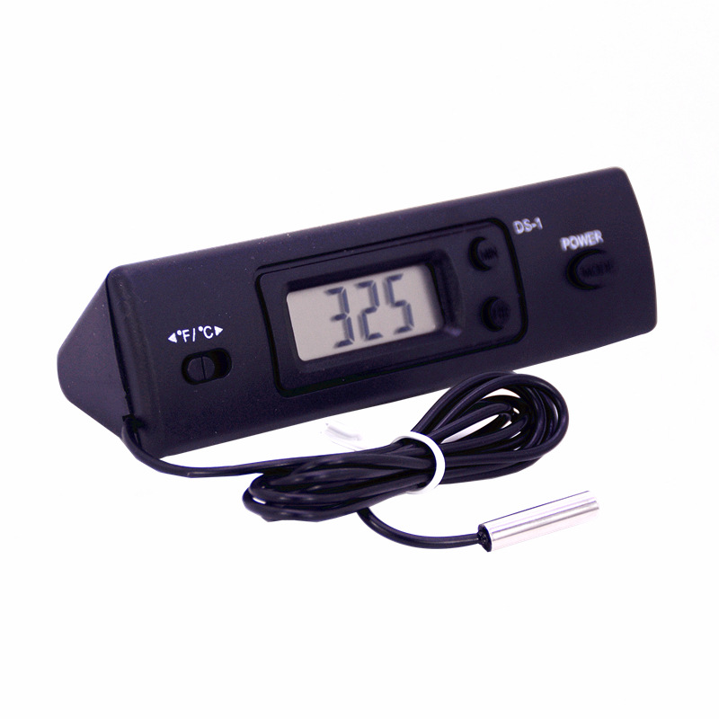 创意简约室内外家用温度计双温显示冰箱空调水温表带探头时钟DS-1