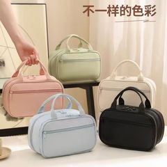 新しいPU化粧品バッグ、大容量、旅行用、携帯用、洗面用具バッグ、シンプル、ファッショナブル、多機能、防水収納バッグ