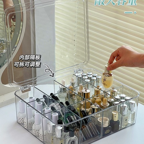 【Free Shipping】Single-Use Essence Storage Box with Dust-Proof Flip Lid Desk Makeup Skincare Lipstick Storage Box Transparent