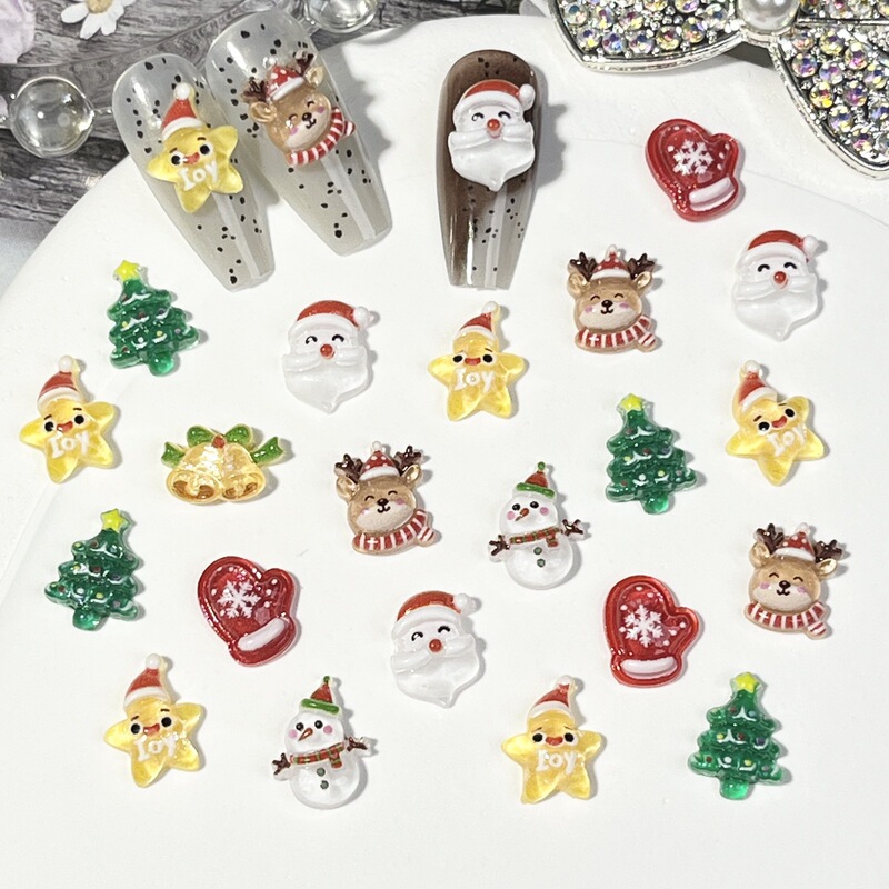 Christmas Cartoon Nail Art Accessories Cute Snowman Elk Christmas Tree DIY Earrings Hairpin Nail Resin Accessories Christmas Cartoon Nail Art Accessories Cute Snowman Elk Christmas Tree DIY Earrings Hairpin Nail Resin Accessories