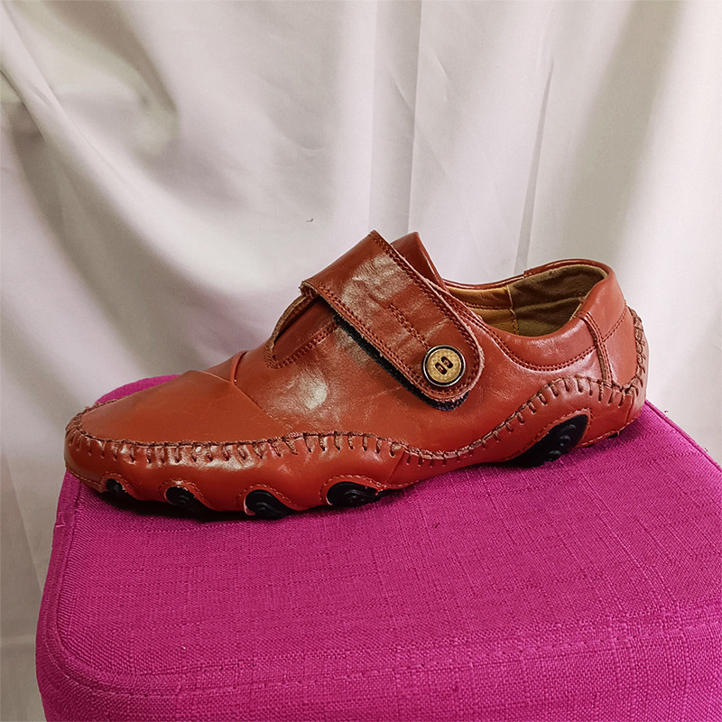 Zapatos de cuero para hombre, video del producto real, tallas grandes 45 46 47, zapatos de conductor, zapatos casuales de cuero para hombre, zapatos de trabajo