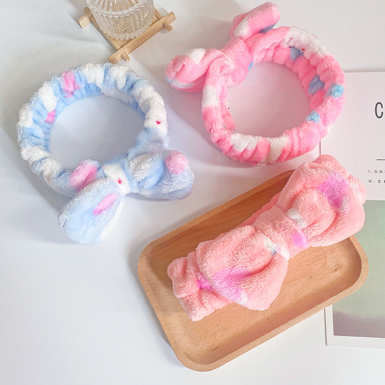 Estilo coreano lindo conejo impresión gran arco diadema cara femenina bufanda belleza deportes banda para el cabello transfronteriza accesorios para el cabello