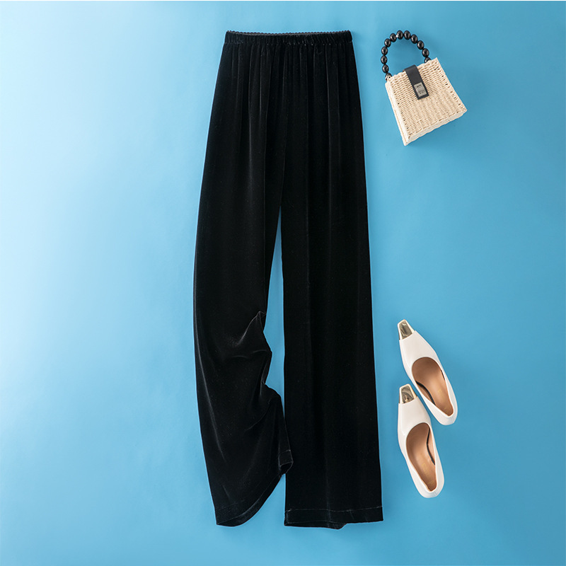 Silk Velvet Women's Pants, Mulberry Silk, Large Size Casual Straight-Leg Pants, Long Pants, Spring Women's Clothing