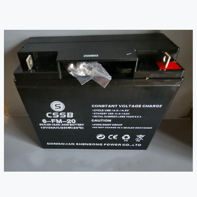 CSSB沈松蓄电池 6-FM-20 12V20AH免维护直流屏 电柜 消防电源