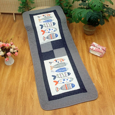 Avtomobil döşəmə paspasları | [Small Wholesale] Korean Cotton Bedside - gray-edge-row-fish-bedside-mat-or-car-mat-for-rear-seat-50x135cm