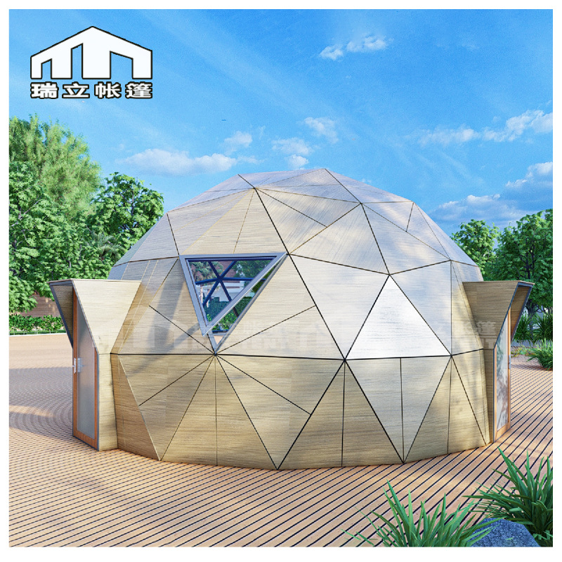 6米7米户外豪华球形帐篷酒店木色板材星空帐篷可移动的玻璃星空房