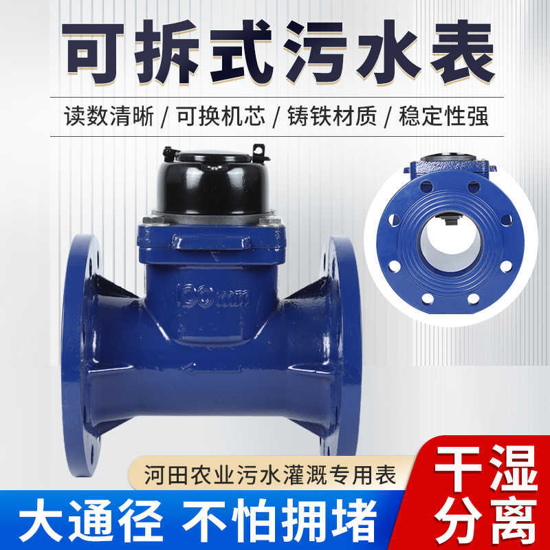 工业污水表灌溉可拆干式冷水表大通径不拥堵污水法兰水表干式可拆