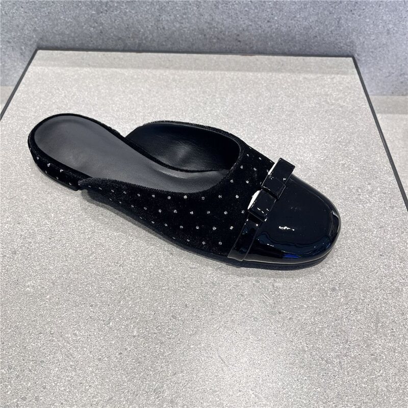 Little Ck Same Style Women's Shoes 24 Autumn New Model Chanel-Style Color-Blocking Bow Flat Mule Slippers for Women to Wear Outside Little Ck Same Style Women's Shoes 24 Autumn New Model Chanel-Style Color-Blocking Bow Flat Mule Slippers for Women to Wear Outside