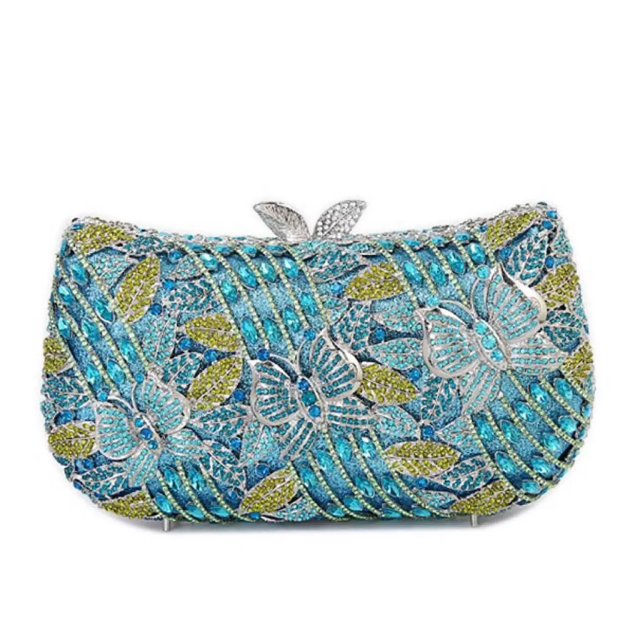 Clutch跨境镂空金属蝶恋花镶钻晚宴包外贸宴会派对钻石手拿女包新