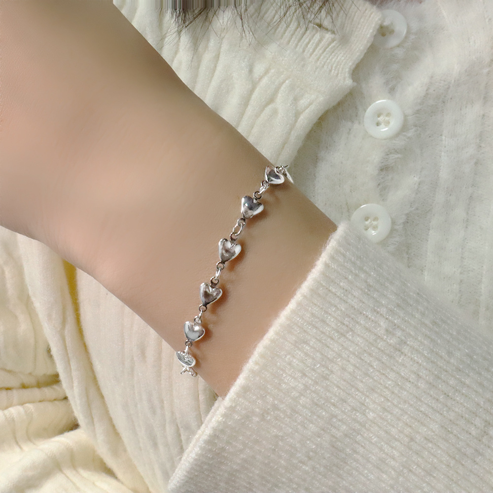 Ancient cat rather heart-to-heart girlfriends bracelet around the heart-shaped chain niche design light extravagant love heart bracelet exquisite