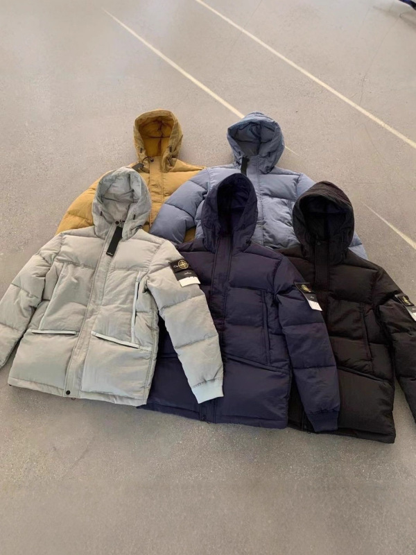 跨境外贸 秋冬STONE石头徽标金属尼龙羽绒棉服外套夹克男女保暖潮|undefined