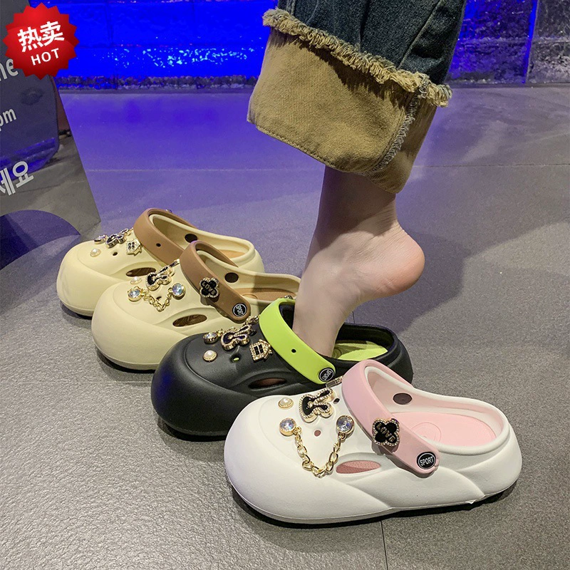 Премиум чувство металлическая пещерная обувь женская DIY толстая подошва фекалии ПВХ мода на открытом воздухе