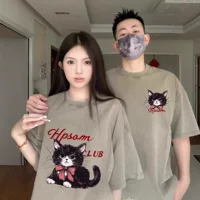 Летняя футболка из чистого хлопка с короткими рукавами, одежда для пар, свободные нишевые топы в ленивом стиле для мужчин и женщин, студенческая модная классная униформа