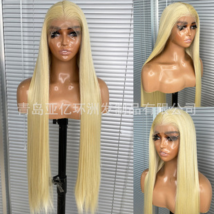 30inch wigs long straight hair 13*4 wig 613 front lace chemical fiber headgear Japanese silk imitation human hair