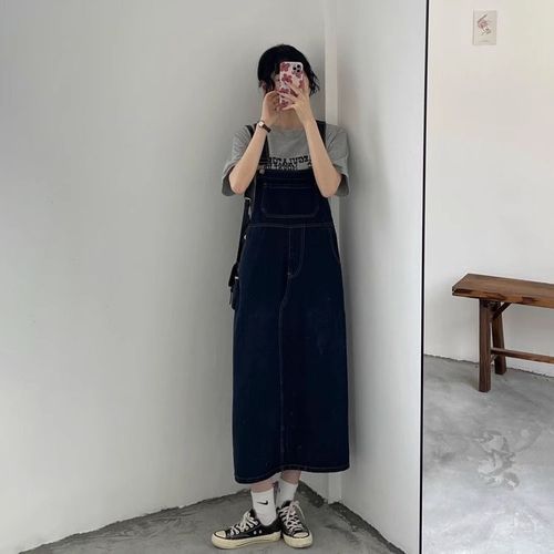 Vintage Cowboy Belts Dress for Women  Summer New Style Versatile Loose Slimming Mini Dress for Petite Women