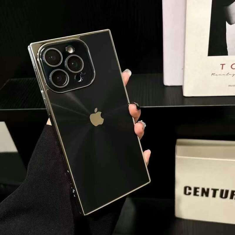 高级感镭射方形极光适用iPhone16手机壳15纯色14情侣13新款带标版|undefined