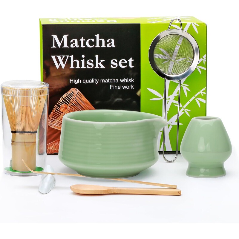 Green Ceramic Matcha Whisk Set Hot Sale Matcha Bowl Bamboo Whisk Holder Green Ceramic Matcha Whisk Set Hot Sale Matcha Bowl Bamboo Whisk Holder