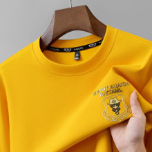 抖音爆款液氨棉圆领微阔版型长袖简约纯色T恤外贸跨境男士卫衣男