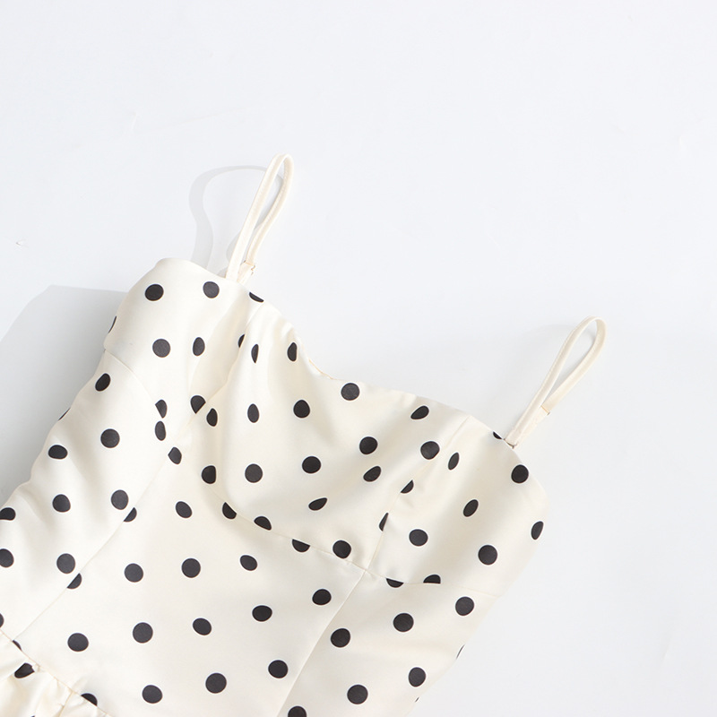 Women's Clothing Women's Hepburn Style Retro Polka Dot Print Slip Dress Waist Cinching Resort Dress Spring For Formal & Casual For Women_ecoleips.com