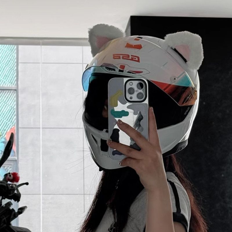 Trendy Motorcycle Full-Face Helmet Decoration Accessories Cat Ears Quick-Release Velcro Cute Cat Ears