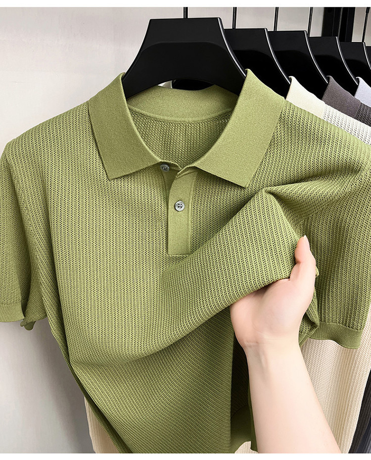 Men's High End Modal Breathable Cooling Collar Polo Shirt New Summer Short Sleeve Knitted T-Shirt Comfortable Fashion Top_viptrois.com
