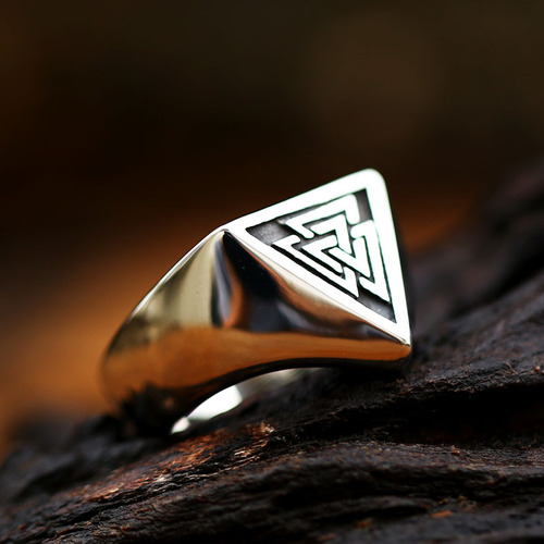 Beier's new Nordic Viking symbol titanium steel ring European and American fashionable and simple stainless steel men's ring jewelry