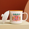 Cartoon Guoshuang Enamel Cup Retro Ceramics Cup Office Furnishing Covered Cup Water Cup Opening Activities Set Set Set