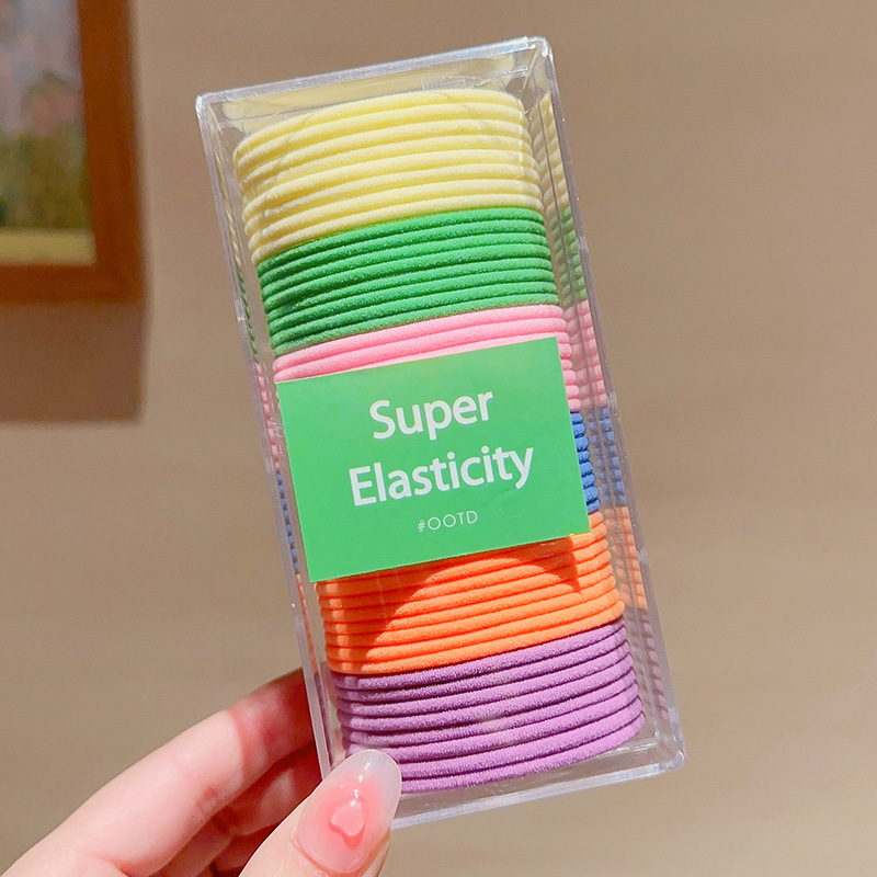 Alta banda de goma elástica banda de pelo cuerda de pelo no duele lazo de pelo alta Cola de Caballo lazo de pelo duradero en caja cuerda de pelo de color coreano