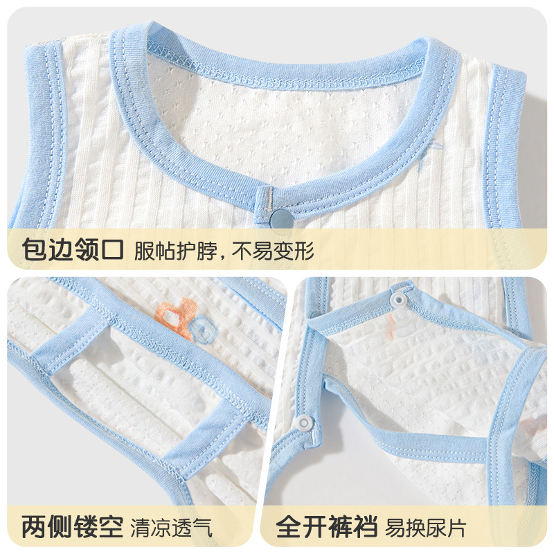 Ropa de verano para bebé recién nacido, unisex, con abertura en la entrepierna, ropa de dormir fina y transpirable para bebés de 0 a 3 meses.