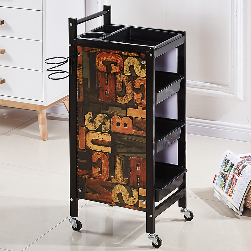 レトロ理髪カートヘアサロントロリーバーバー理髪店パーマ染料ツールカート美容トロリー