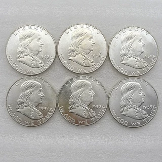 仿古工艺品铜镀银材质富兰克林白色16个不同年分（1948-1963）