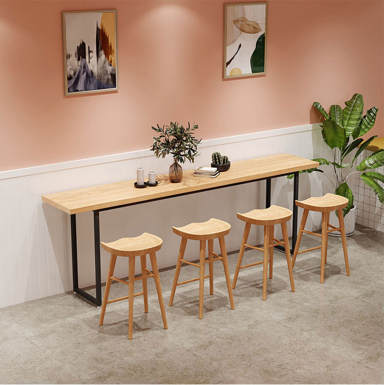 Nordic Solid Wood Bar Table and Chair Combination Simple Wall Long Table Milk Tea Shop Small Bar High Table