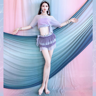 Baiya Qianhui 2025 Spring and Summer New Belly Dance Practice Clothes, Hip Scarf Suit, Dance Practice Clothes, Group Clothes