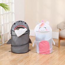 玩具收纳桶儿童款卡通脏衣篓大容量公仔收纳筒折叠 玩具收纳带盖