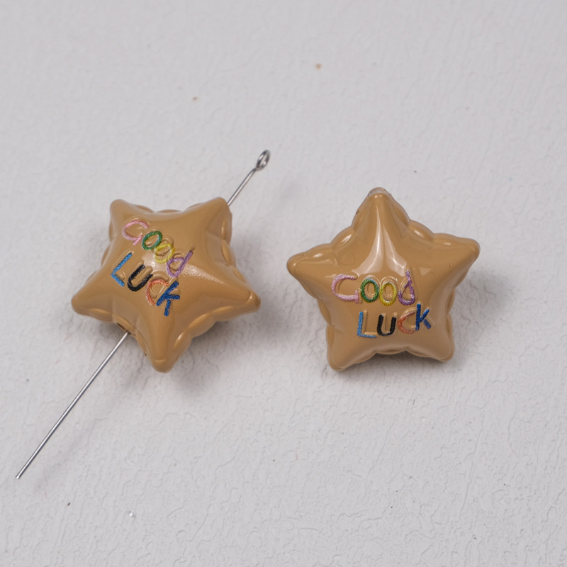 烤漆双面goodluck星星气球色穿孔珠包挂手机链条手链diy饰品配件|undefined