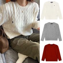 外单拉夫劳伦LF小马刺绣毛衣麻花女高级感慵懒风针织衫套头长袖潮