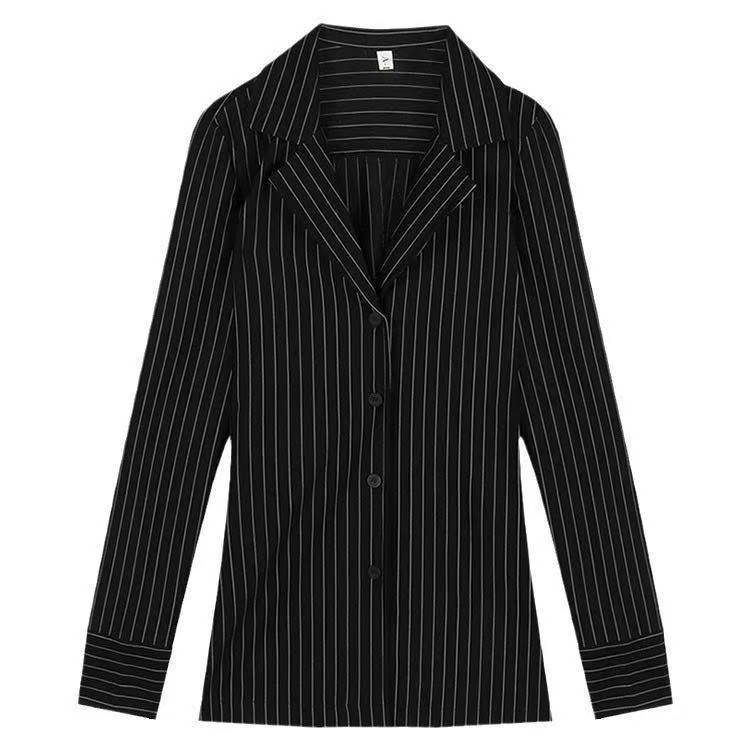Sexy Secretary Roleplay Uniform Set with Striped Shirt and Black OL Skirt — detail image 6