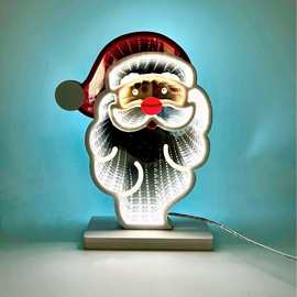 3D外贸led圣诞老人隧道灯霓虹灯圣诞节装饰灯发光小夜灯批发北欧