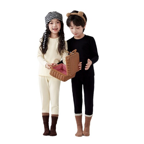 Children's Autumn Clothes Set for Boys and Girls, Warm Insulated Cotton Pajamas for Toddlers and Young Children, Student Base Layer Cotton Sweaters
