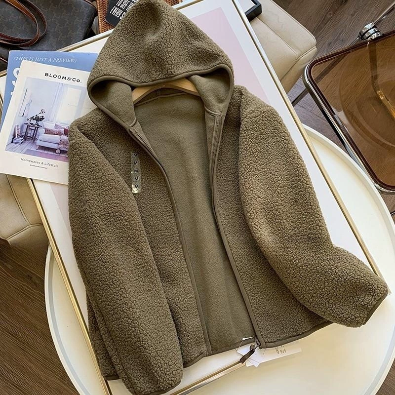 Quality warm velvet jacket with hood