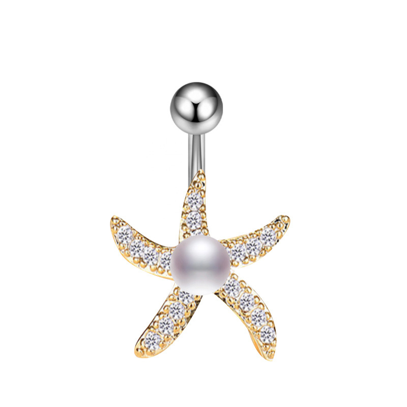 Simple Style Heart Shape Stainless Steel Plating Inlay Pearl Zircon Women's Belly Ring 1 Piece display picture 5