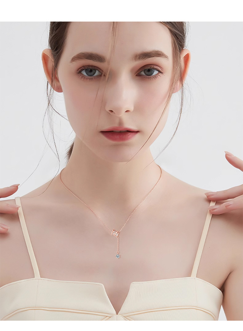New Rose Gold Jewelry Fashion Design Necklace Chain S925 Sterling Silver Moissanite Pendant Necklace for Women Valentine's Day Gift