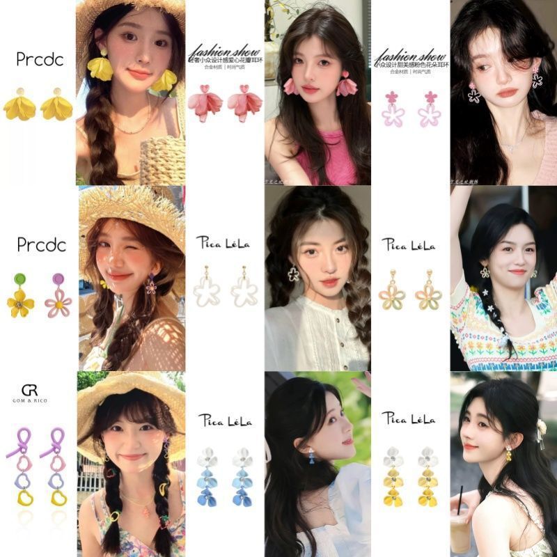 Energetic and Sweet Yellow Petal Earrings with a Fairy-Like Vibe, Chiffon Ear Studs for Beach Photoshoots Energetic and Sweet Yellow Petal Earrings with a Fairy-Like Vibe, Chiffon Ear Studs for Beach Photoshoots